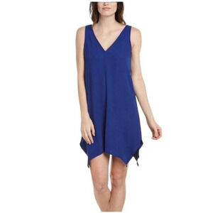 AMANDA UPRICHARD Women Blue Mini Dress Medium Monty Blue Handkerchief Hem